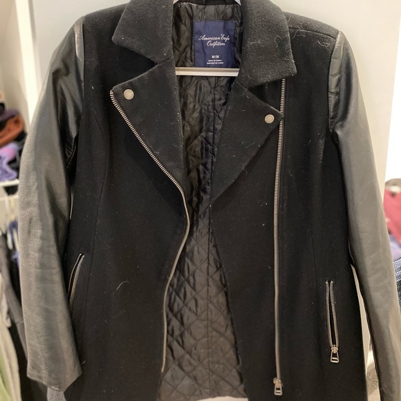 American Eagle Wool Moto Coat - Picture 3 of 7